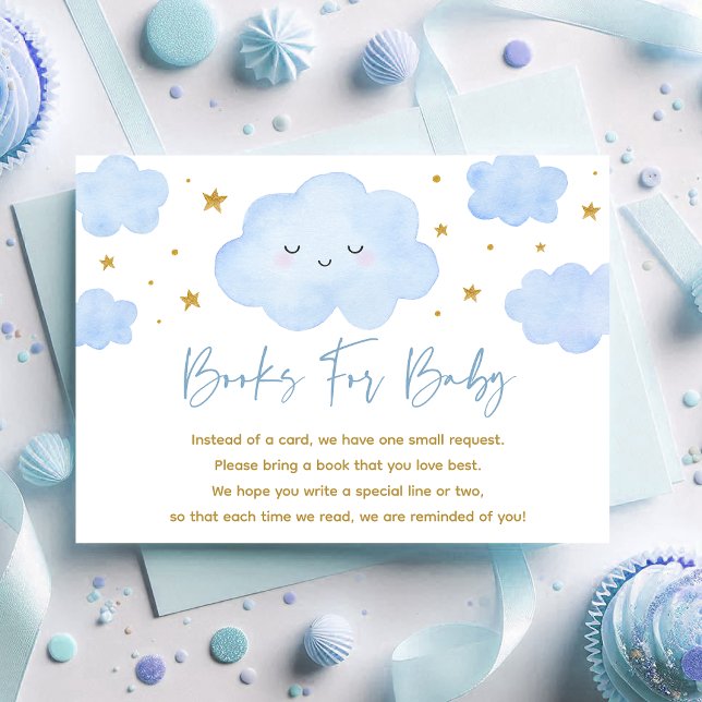 Blue Boy Cloud Stars Baby Sprinkle Book Request Begleitkarte (Von Creator hochgeladen)