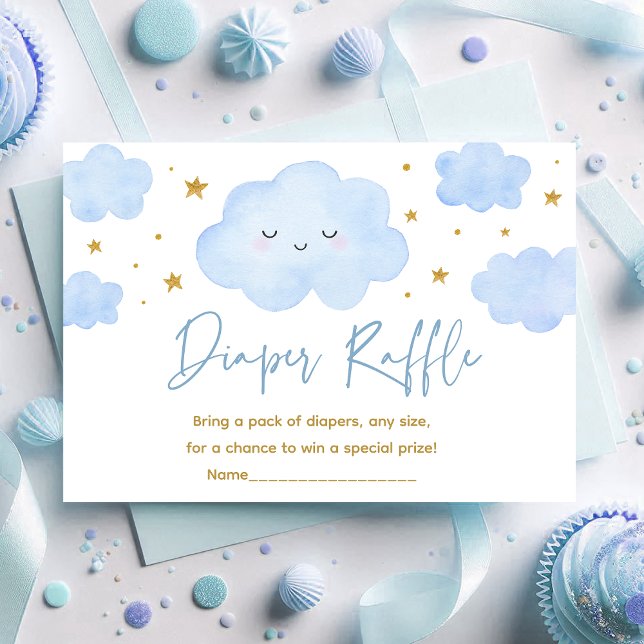 Blue Boy Cloud Stars Baby Sprinkle Diaper Raffel Begleitkarte (Von Creator hochgeladen)