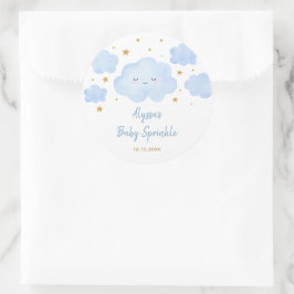 Blue Boy Cloud Stars Baby Sprinkle Runder Aufkleber