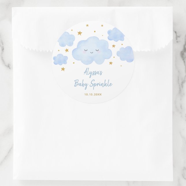 Blue Boy Cloud Stars Baby Sprinkle Runder Aufkleber (Tasche)