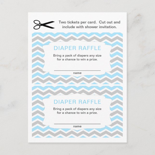 Blue Boy Diaper Raffles Tickets, kleine Menge Einladungspostkarte (Vorderseite)