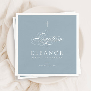 Blue Boy Elegant Cross Script Kalligraphie Taufe Serviette