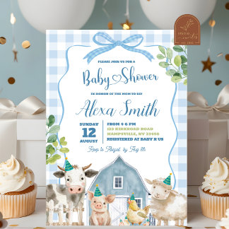 Blue Boy Farm Baby Dusche Einladung