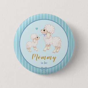 Blue Boy Lamb Baby Dusche Mommy auf Knopf Button