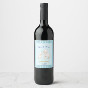 Blue Boy Lamb Baby Dusche Weinetikett