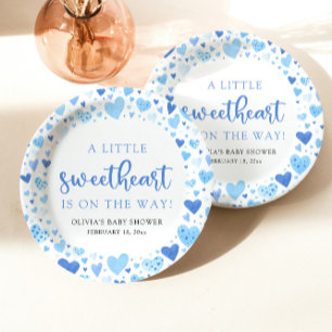 Blue Boy Little Sweetheart Valentine Baby Dusche Pappteller