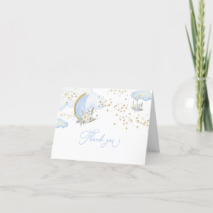 Blue Boy Moon Baby Dusche Danke Karte