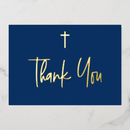 Blue Boy Name Erste Kommune Danke Gold Cross Folieneinladung