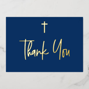 Blue Boy Name Erste Kommune Danke Gold Cross Folieneinladung