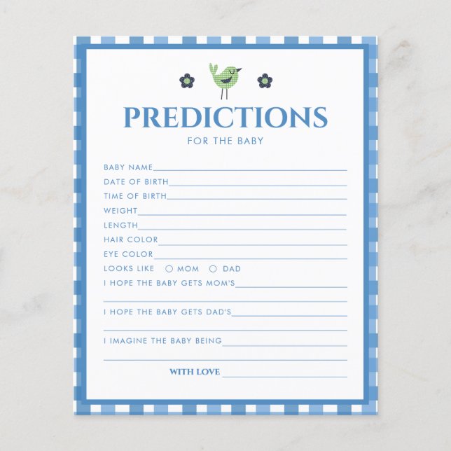 Blue Boy Niedliche Elefantenvorhersage für Babydus (Vorderseite)