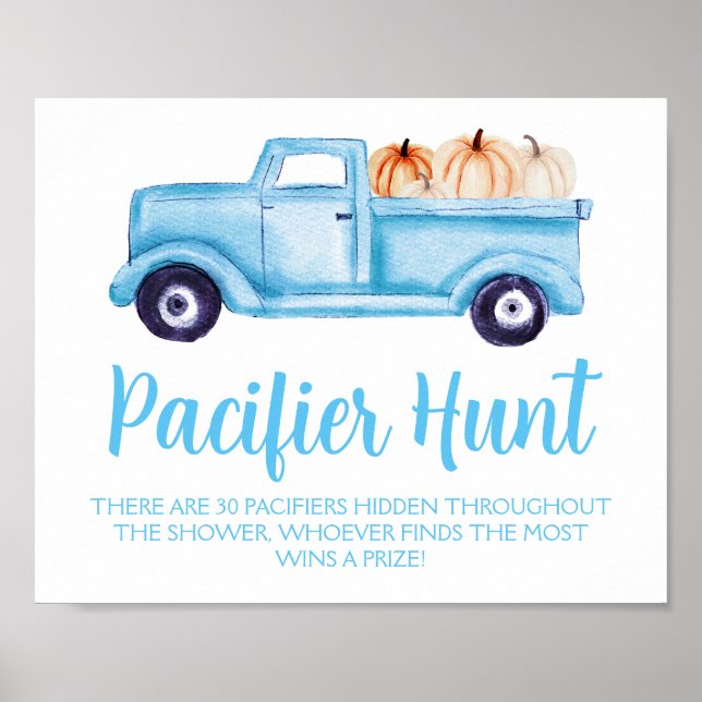 Blue Boy Pumpkin Schnuller Hunt Baby Showspiel Poster (Vorne)