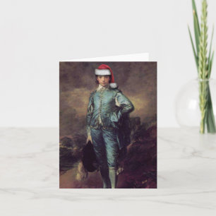 Blue Boy Santa Note Card Feiertagskarte