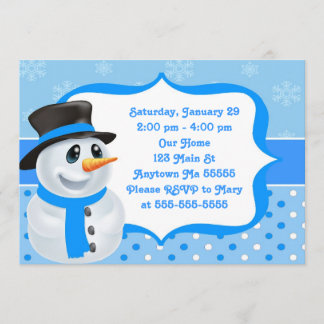 Blue Boy Snowman Birthday Einladung
