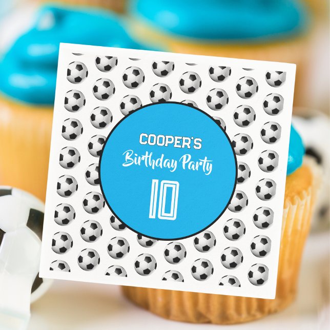 Blue Boy Soccer Birthday Party Serviette (Von Creator hochgeladen)