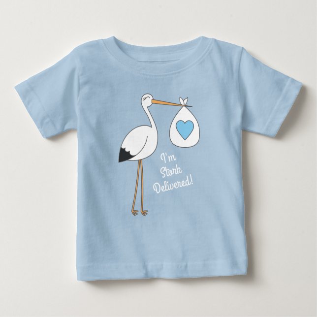 Blue Boy Stork geliefert Baby T-shirt (Vorderseite)