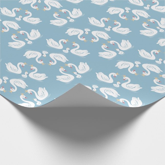 Blue Boy Swan Baby Dusche Geschenkpapier (Ecke)