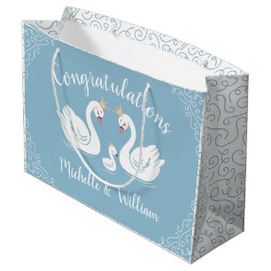 Blue Boy Swan Baby Dusche Große Geschenktüte