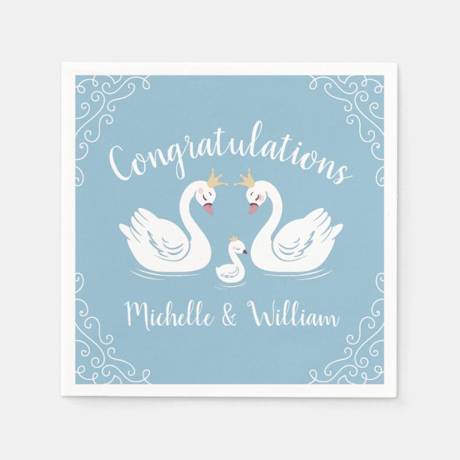 Blue Boy Swan Baby Dusche Serviette (Vorderseite)