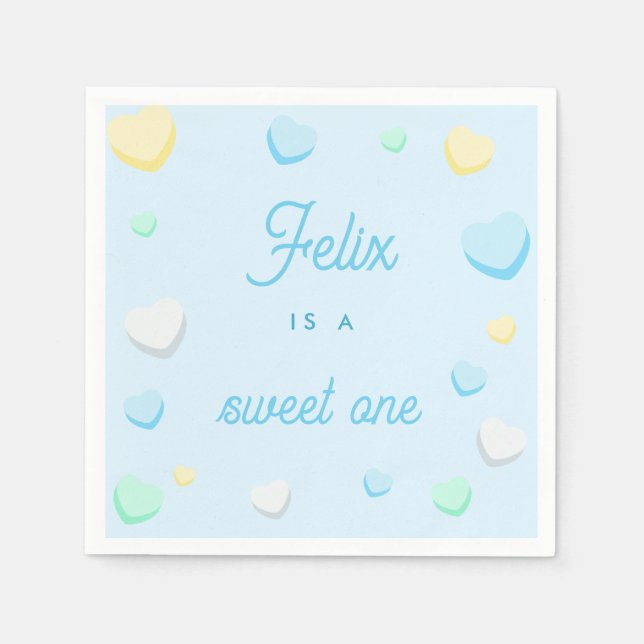 Blue Boy Sweet Ein erster Geburtstag Napkins Serviette (Vorderseite)