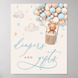 Blue Boy Teddy Bear Baby Duschdiapers & Geschenk Poster