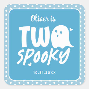 Blue Boy Two Spooky Halloween 2. Geburtstag Quadratischer Aufkleber
