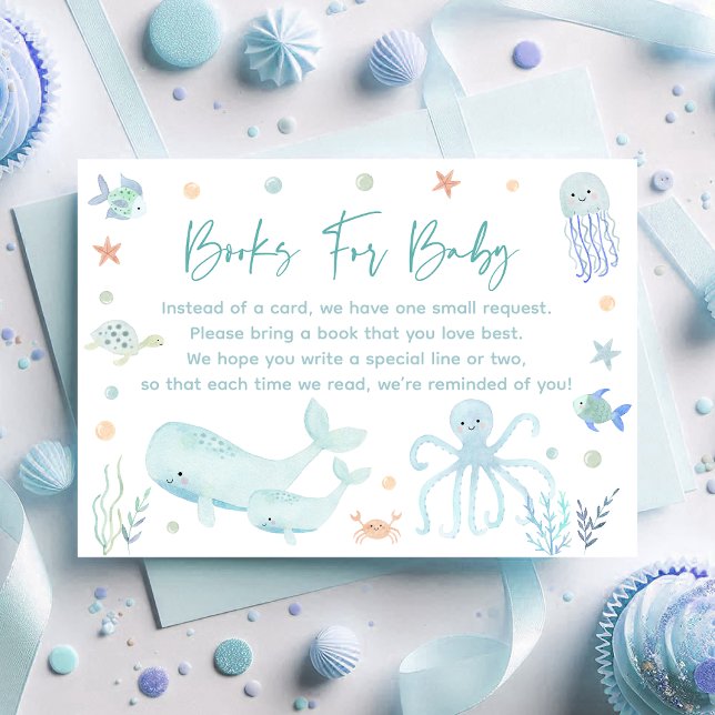 Blue Boy Under Sea Baby Book Request Cards Begleitkarte (Von Creator hochgeladen)