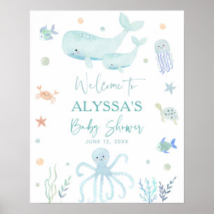 Blue Boy Under Sea Baby Dusche Empfang Poster