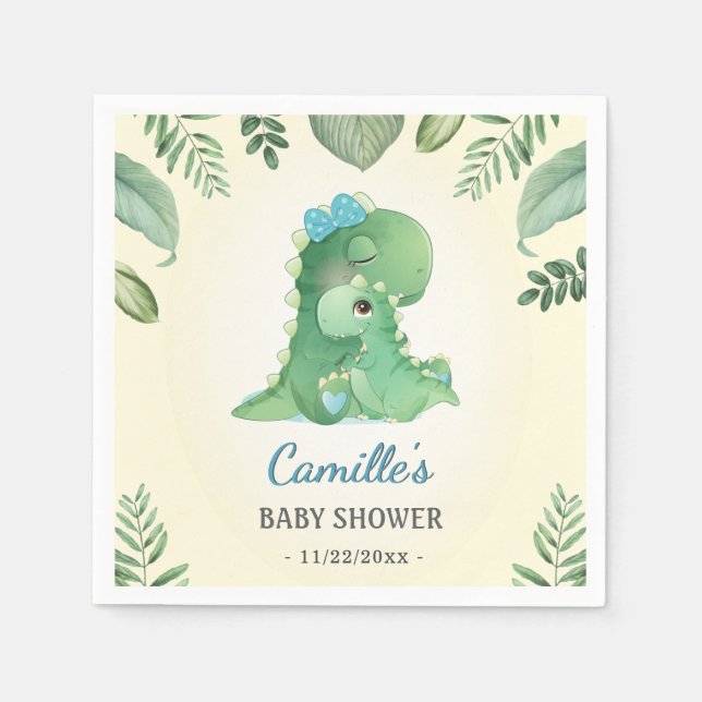 Blue Boy Wild Dinosaur Baby Dusche Sprinktisch Serviette (Vorderseite)