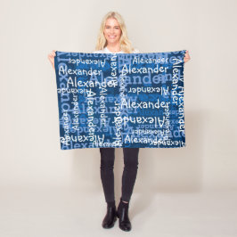 Blue Boy's All-over Name Collage Personalisiert Fleecedecke