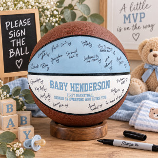 Blue Boys Baby Shower First Basketball