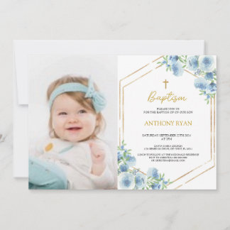 Blue Boys Baptisse Einladung
