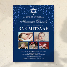 Blue Boys Bar Mitzvah Foto Einladung
