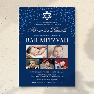 Blue Boys Bar Mitzvah Foto Einladung
