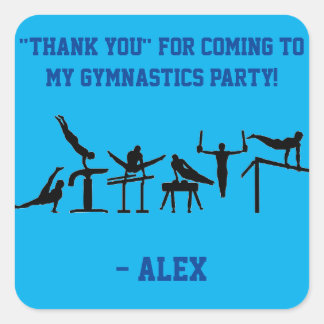 Blue BOYS Gymnastik "Danke" Party Stickers