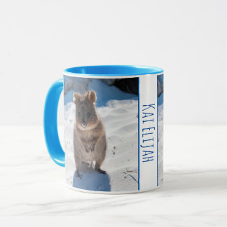 Blue Boys Kids Quokka Beach Personalisiert Tasse