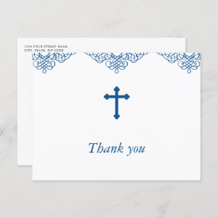 Blue Boys Taufe/Christening Danke Postkarte