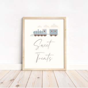 Blue Boys Train Birthday Süßigkeiten und Leckereie Poster