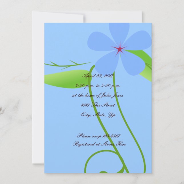 Blue Bridal Dusche Einladung (Vorderseite)