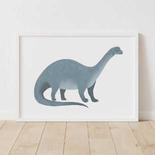 Blue Brontosaurus Dinosaurier Wall Art Poster