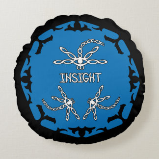 Blue, Brow 3rd Eye Chakra "Insight" Dragonflies Rundes Kissen