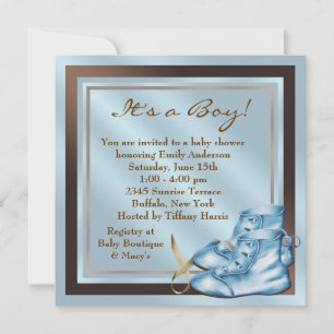 Blue Brown Baby Shoes Blue Brown Baby Boy Dusche Einladung
