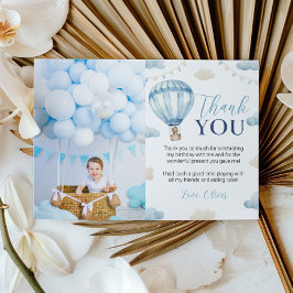 Blue Brown Bear Boy Geburtstag Foto Danke Karte