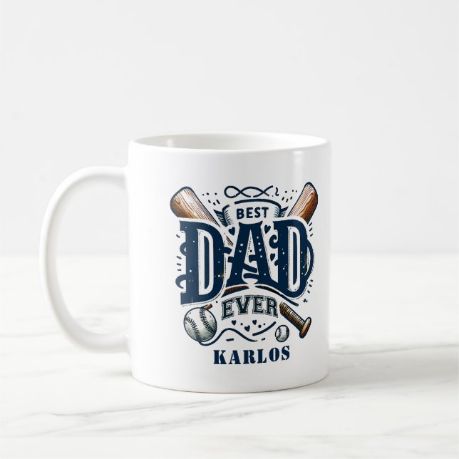 Blue Brown Best Baseball Vater je Kaffee Tasse (Links)