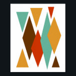 Blue Brown Diamonds Dreiecke Mitte Jahrhundert Mod Poster<br><div class="desc">Dieses moderne Poster aus der Mitte des Jahrhunderts besticht durch Diamanten und Dreiecke in den Farben Türkis,  Orange,  Gelb und Braun. Dies wird eine fantastische Ergänzung zu Ihrer Wohngestaltung!</div>