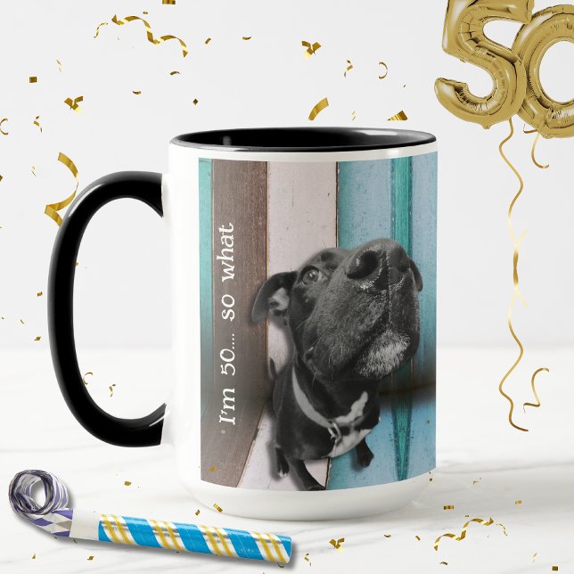 Blue Brown Funny 50. Hund Nah Tasse (I'm 50....so what!
Happy 50th birthday and celebrate with this matching party collection!)