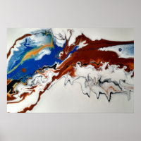 Blue Brown Gold Marmor Abstraktes Fluid Art