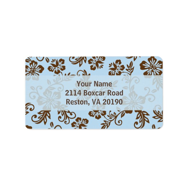 Blue/Brown Hawaiian Address Labels Adressaufkleber (Vorne)