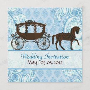 Blue & Brown Horse & Carriage - Einladung zur Hoch