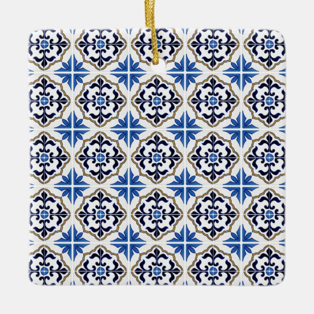 Blue Brown marokkanische Tile Keramikornament (Vorderseite)