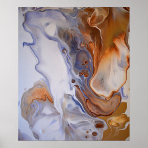 Blue Brown Modern Contemporary Abstrakt Art Poster